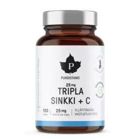 PUHDISTAMO Tripla Cink + C-vitamin 25 mg - 120 kapszula 