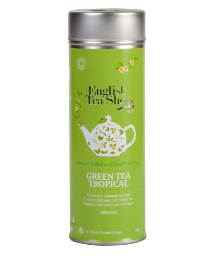English Tea Shop Trópusi gyümölcsös Zöld tea fémdobozban